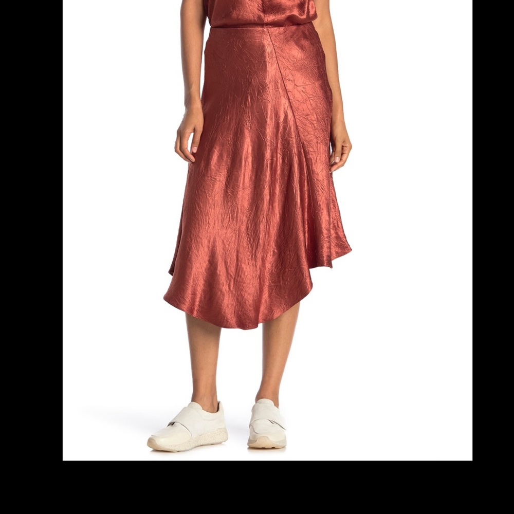Vince - Bias Cut Crinkled Satin Midi Skirt